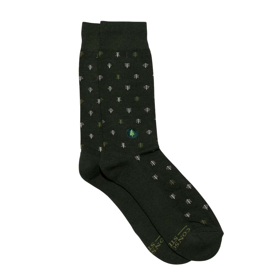 Dark Green Plant Trees Socks