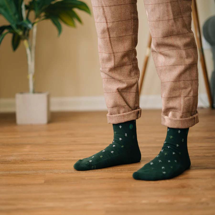 Dark Green Plant Trees Socks