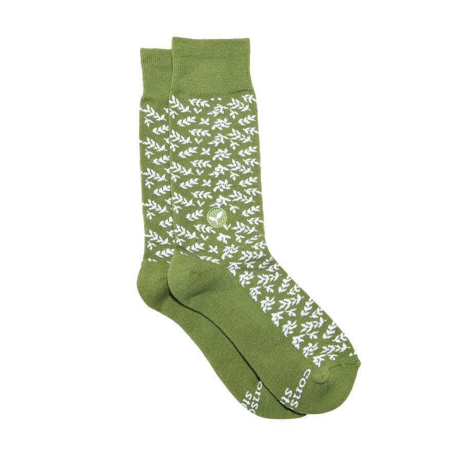 Light Green Plant Trees Socks