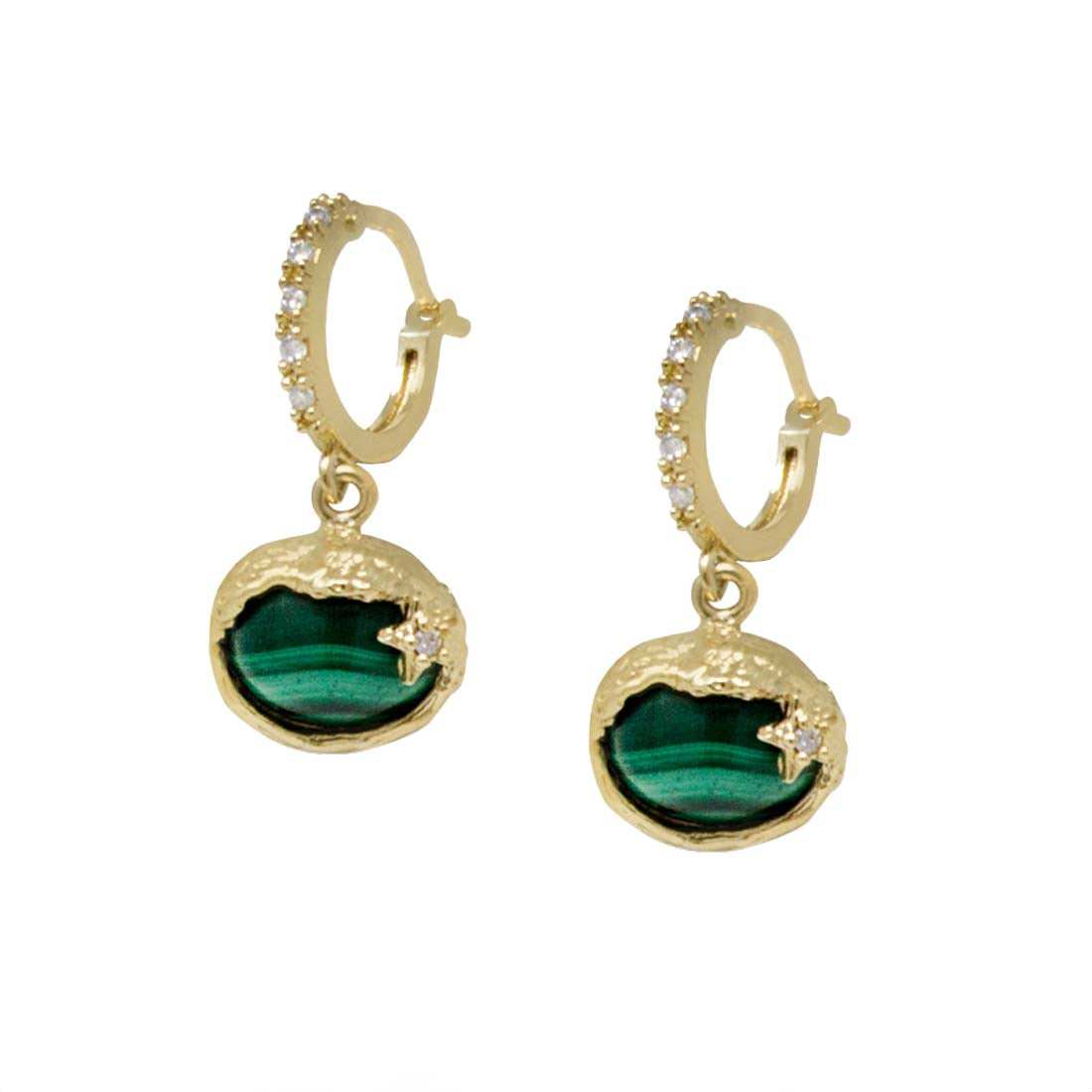 Ad Astra Gold-plated Malachite Mini Hoop Earrings