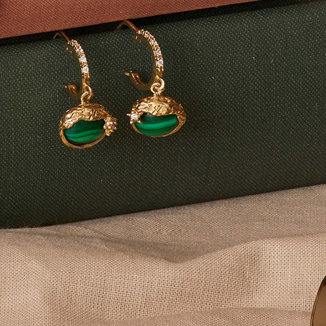 Ad Astra Gold-plated Malachite Mini Hoop Earrings