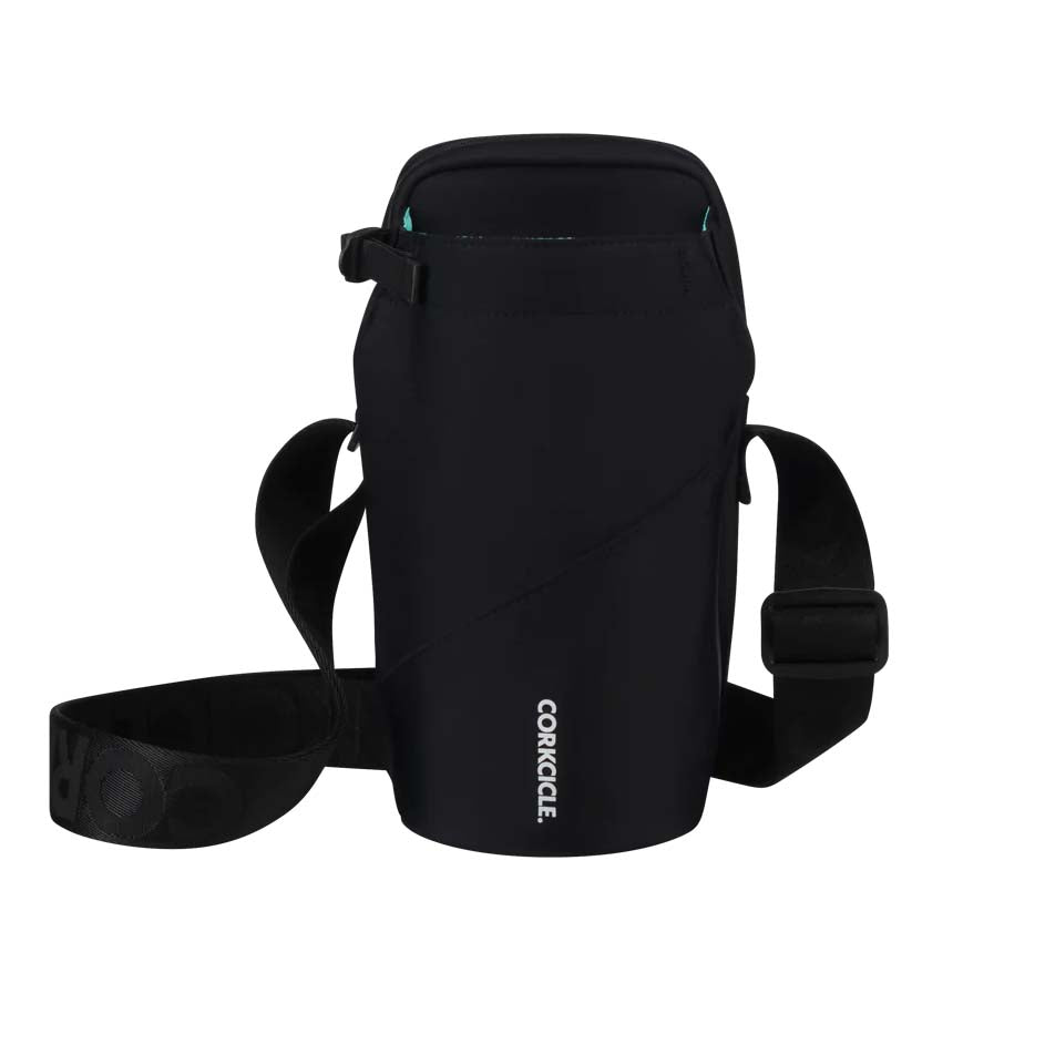 Crossbody Black Neoprene Water Bottle Sling Bag