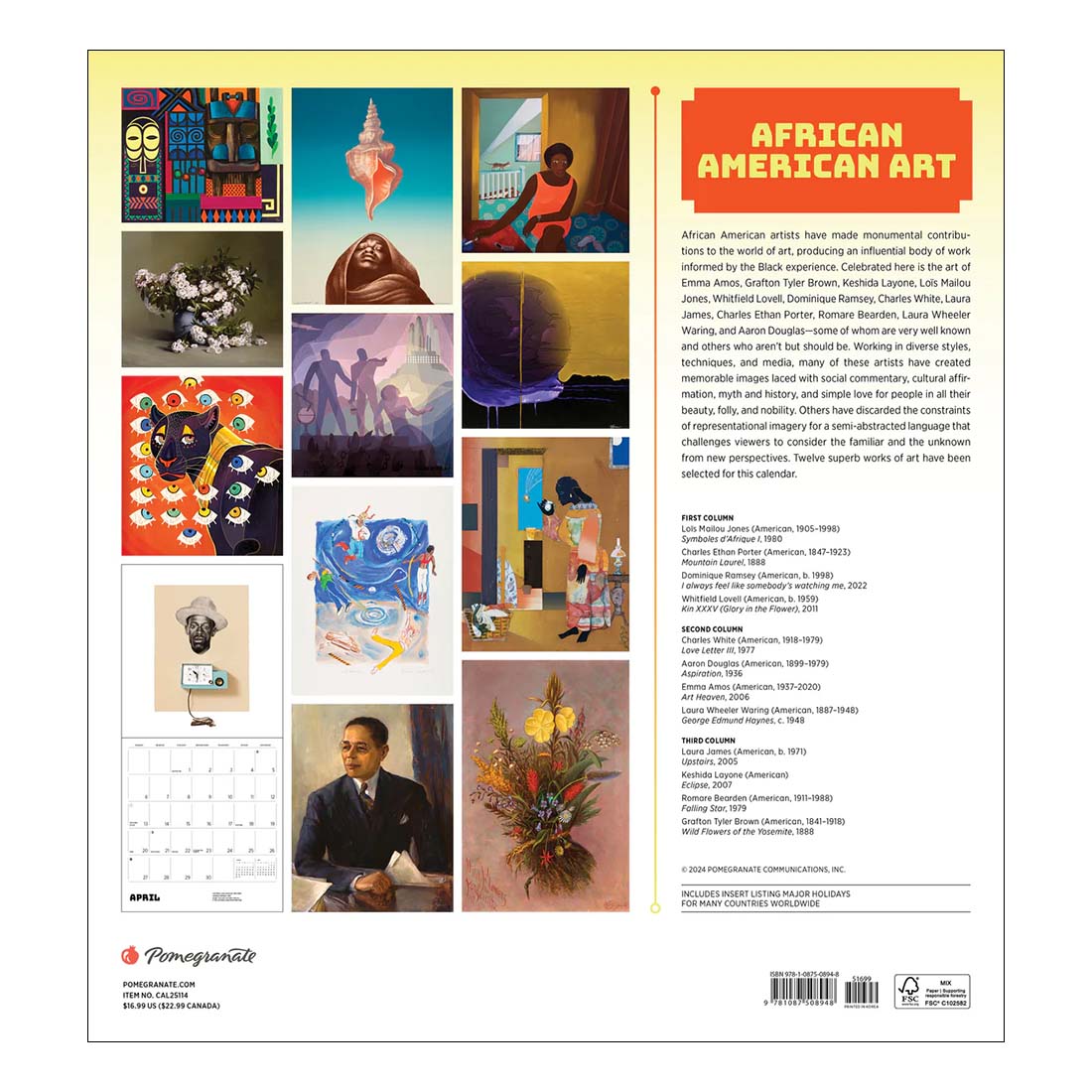 African American Art 2025 Wall Calendar