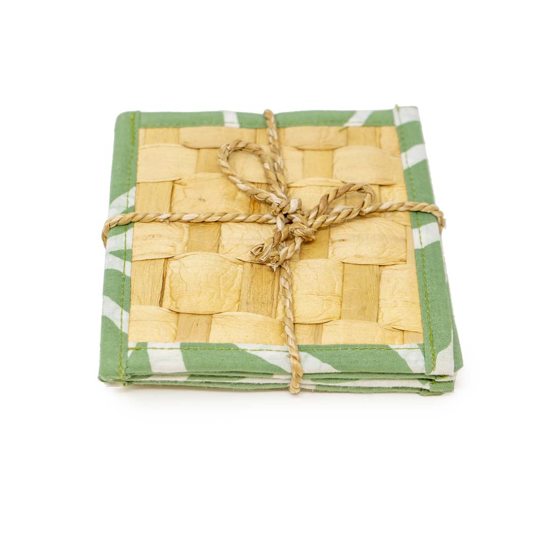 Sage Water Hyacinth Batik Coaster Set