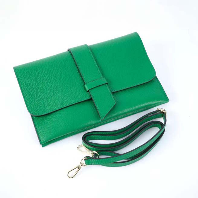 Kelly Green Italian Leather Frizione Bag