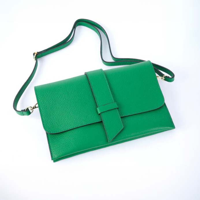 Kelly Green Italian Leather Frizione Bag