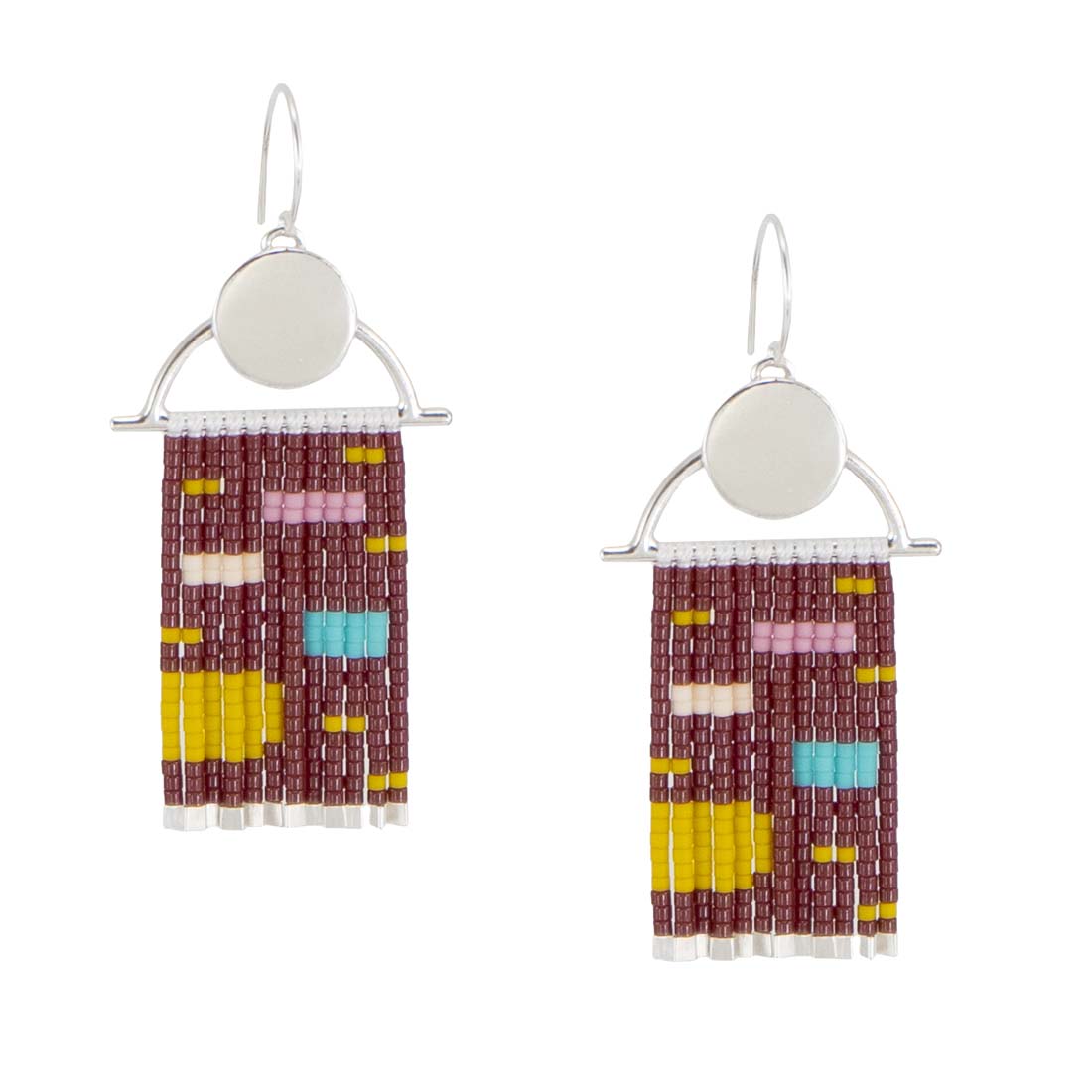 Abstract Brown Beaded Earrings