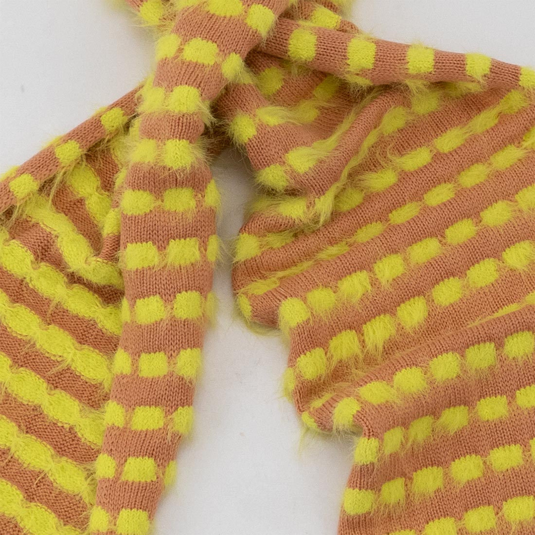 Lime Coral Dot Furry Scarf