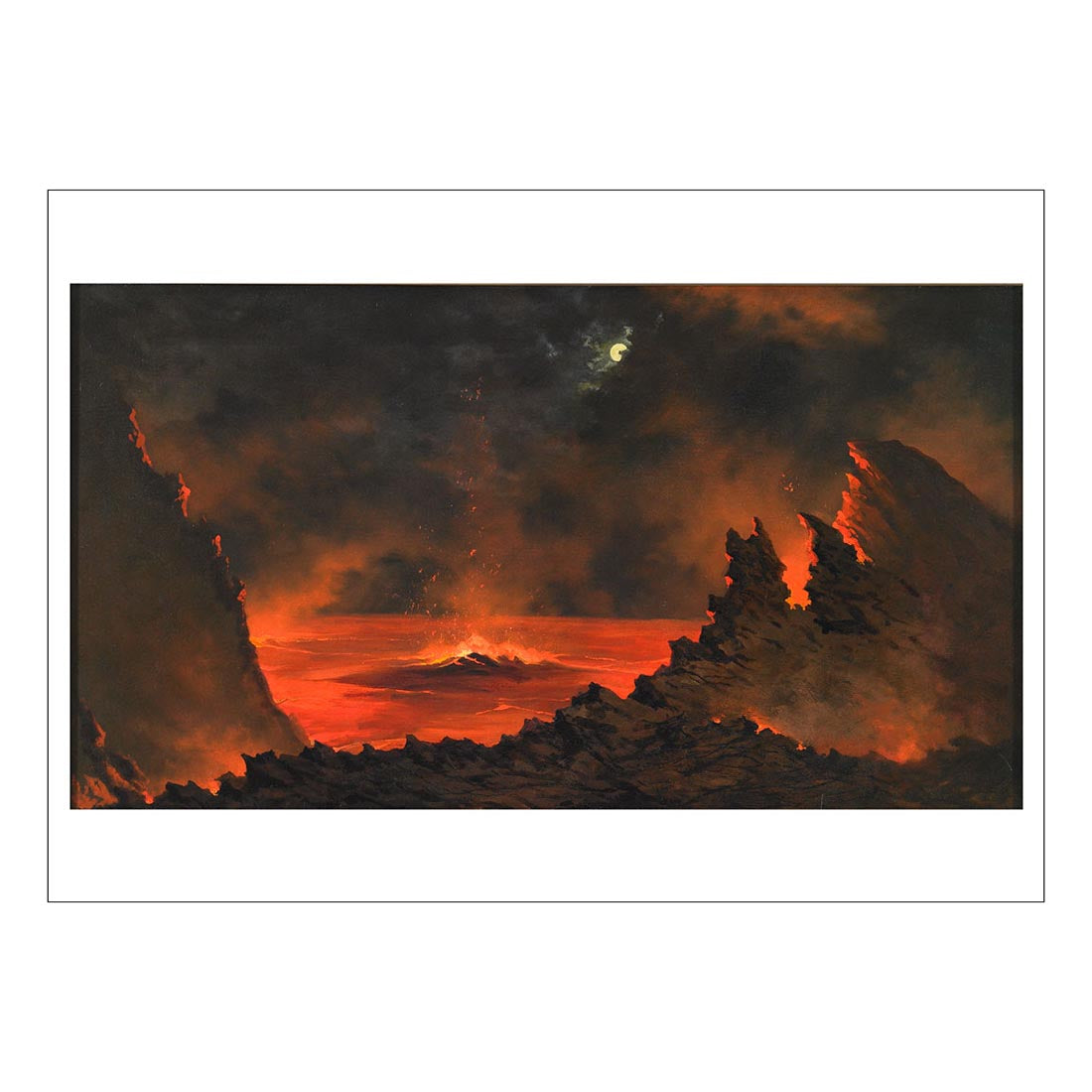 Jules Tavernier The Volcano At Night Postcard