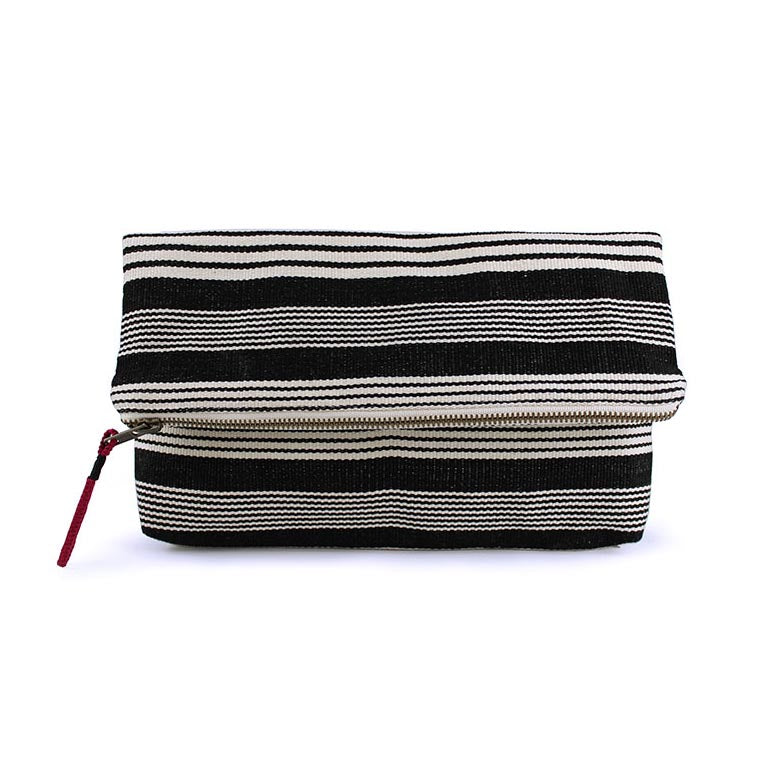 White Stripe Celia Clutch